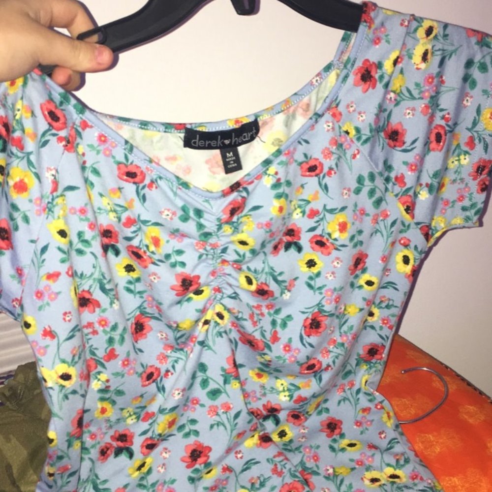 Floral Blue Medium Crop Top